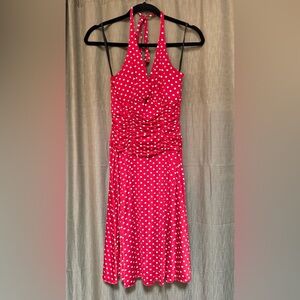 Elegant Red Polka Dot Dress